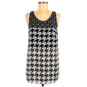 CAbi Black White Sleeveless Blouse Top